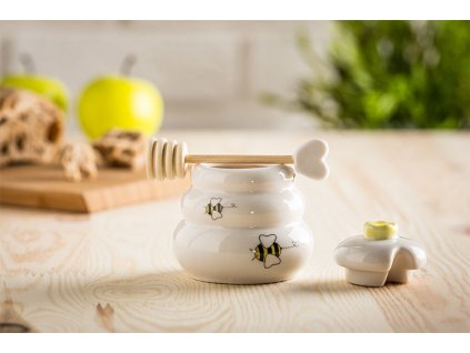 eng pl Porcelain honey pot with wooden dipper 1332 4