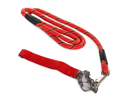 118358 3 verk 19029 cze nylonovy obojek s voditkem 120cm 1 3cm cervena