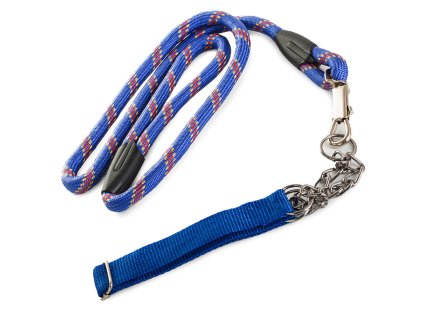 118361 3 verk 19029 n nylonovy obojek s voditkem 120cm 1 3cm modra