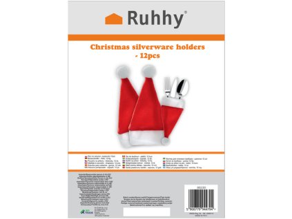 Ruhhy 22303 Obal na příbory s motivem Santovy čepice, 12 ks, červenobílá