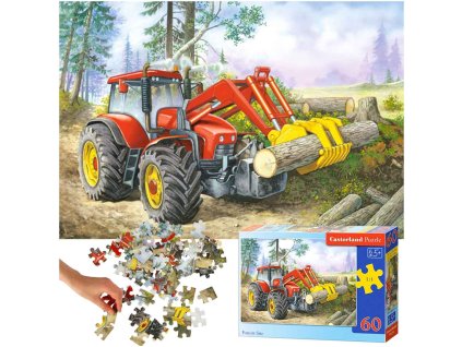 190843 kik kx4806 castorland puzzle 60el lesni pozemek traktor s drapakem