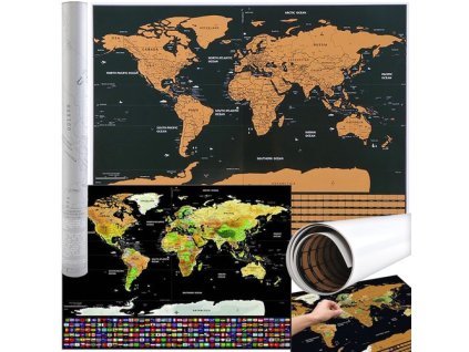 Malatec Mapa světa - stírací los s vlajkami 23443