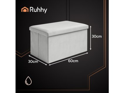 Ruhhy Šedý sametový puf 60x30x30 cm 25994