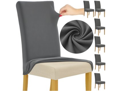 Ruhhy Potahy na židle - 6 ks. tmavě šedé 25990