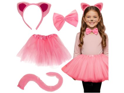 Kruzzel Kostým koťátka - růžový čtyřdílný 26517