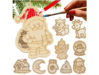 Ruhhy Dřevěné ozdoby k malování 24 ks 26471