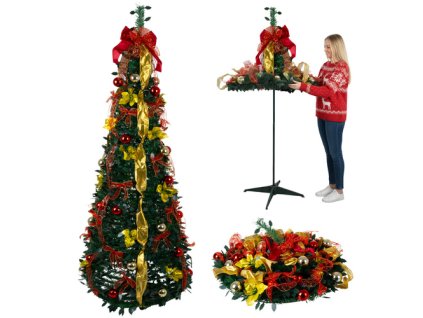 Ruhhy Skládací vánoční stromeček s ozdobami 1,8 m 26757