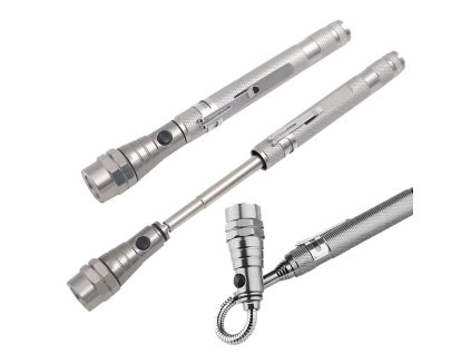 42752 10 teleskopicka baterka stribrna