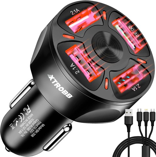 Xtrobb 19907 USB nabíječka 4x do auta + kabel