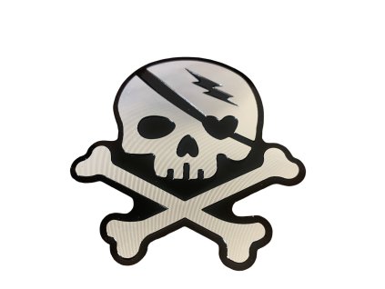 3D Chromová Samolepka - Lebka se zkříženými hnáty (černá)