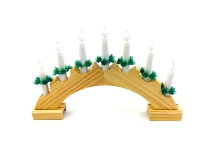 Vánoční svícen oblouk - 7 žárovek (na baterie) (Opicka Bílý)