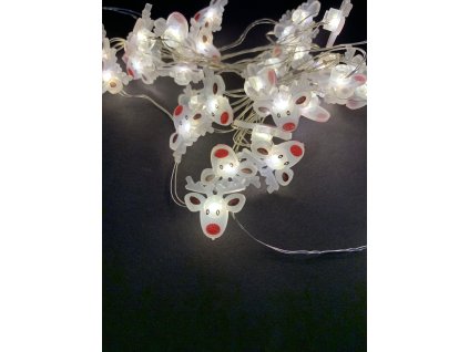 Vnitřní vánoční mini řetez -ve tvaru sobí hlavička až 40 led na baterie (Osvětlení Studená bílá 2m - 20 led diod)