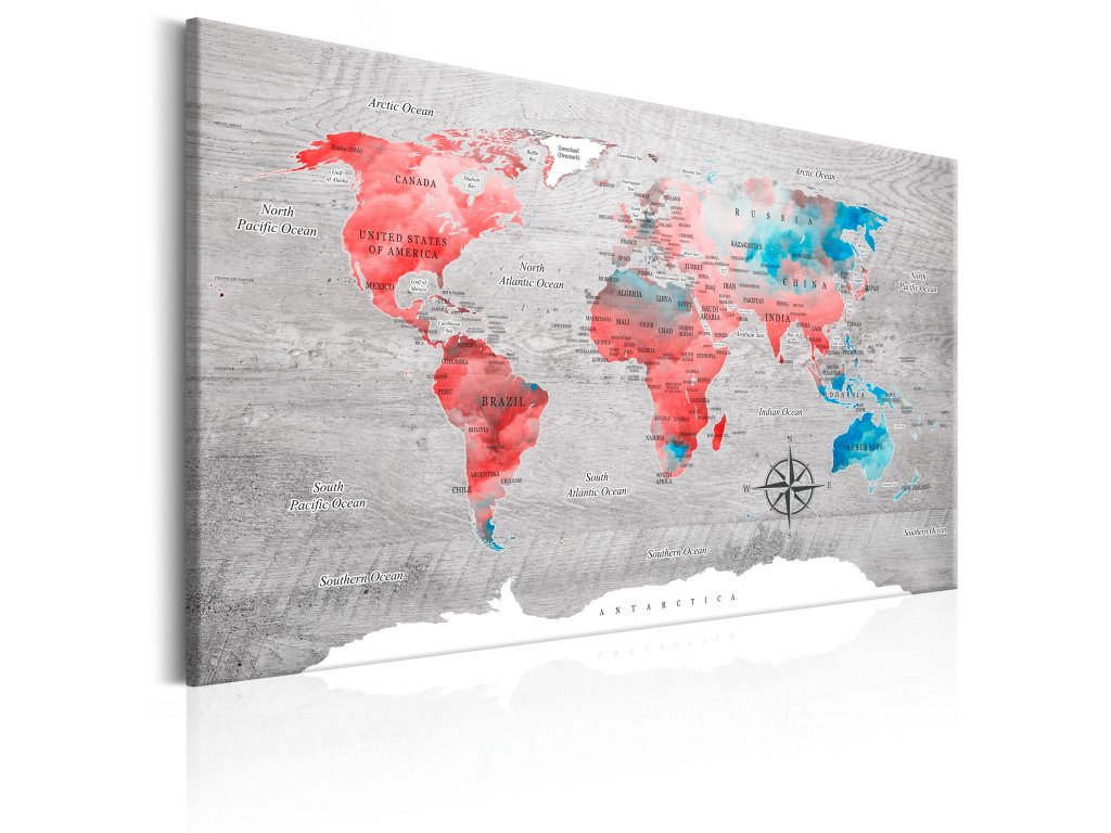 Obraz World Map Red Roam S Obrazycz