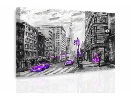 Obraz New York malovaný Purple