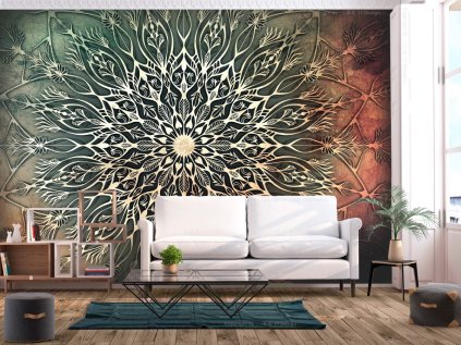 Samolepicí tapeta mandala retro Green