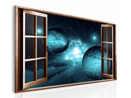 3D obraz okno do daleké galaxie