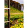 3D obraz okno na islandský vodopád
