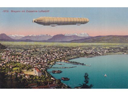Bregenz mit Zeppelins Luftschiff
