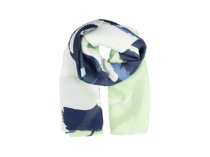 Plisovný šál KennyS. MIX COLOR INDIGO WHITE PISTACIA