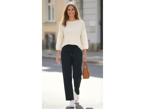 Dámsky štruktúrovaný pulóver s 3/4 rukávom BROADWAY NYC FASHION SOFT WHITE