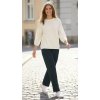 Dámsky štruktúrovaný pulóver s 3/4 rukávom BROADWAY NYC FASHION SOFT WHITE