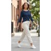 Dámsky jemný pulóver s vlnkovaným lemom BROADWAY NYC FASHION – NAVY BLUE