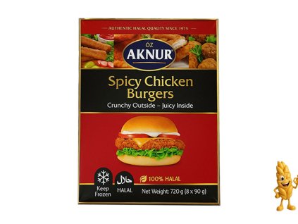 Aknur Burger Kuřecí, Pikantní 720g (8x90g)