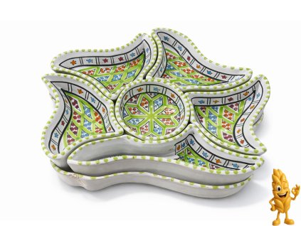 Servírovací sada tuniská keramická zelená, Ručně vyráběná