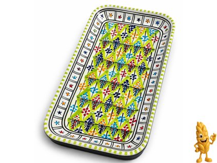 Obdélníkový servírovací podnos tuniské keramické ,Ručně vyráběné Zelený 1