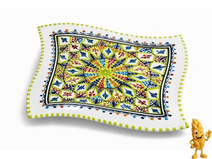 Servírovací talíř – vlnitý čtverec zelený, Ručně vyráběný