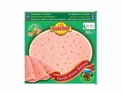 Suntat Plátky kuřecího salámu s krůtím masem, Pistácie 200g
