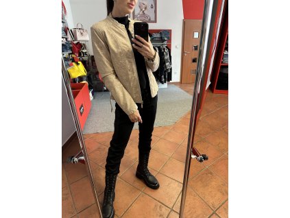 Kožená bunda 001 - béžová se vzorem