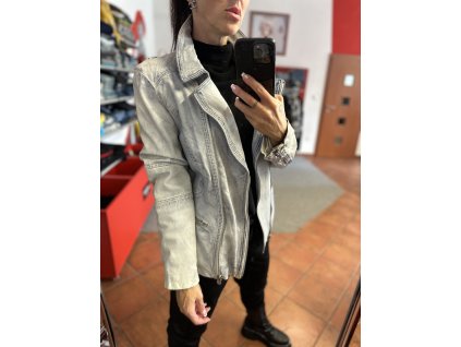 Kožená bunda 002 - modrošedá