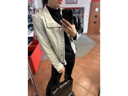 Kožená bunda 004 - krémová