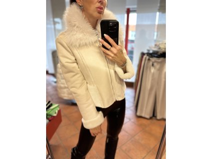Bunda/kabátek 058 - krémová kožešinka