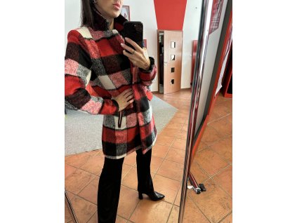 Kabát 075 - červená kostka