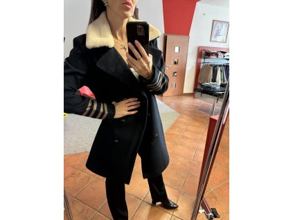 Kabát 077 - tmavě modrý s límcem