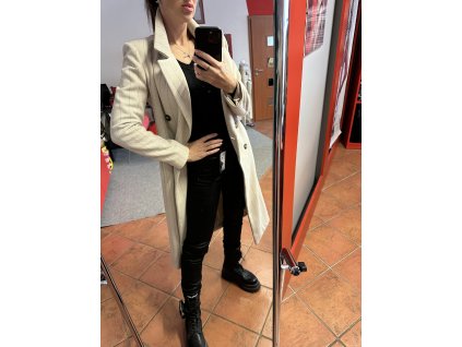 Kabát 130 - béžový s proužkem