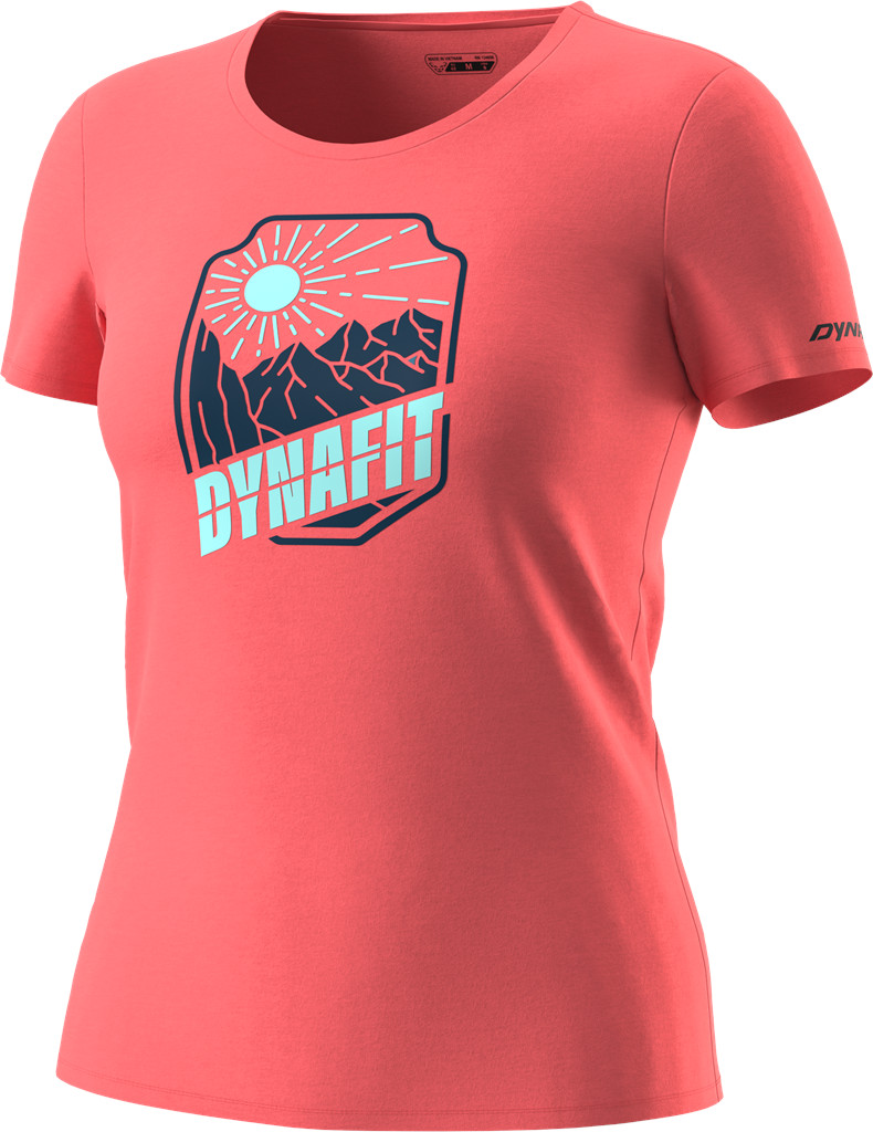 Triko Dynafit Graphic Cotton W S/S Tee hot coral/badge 2024 Barva: korálová, Velikost: M