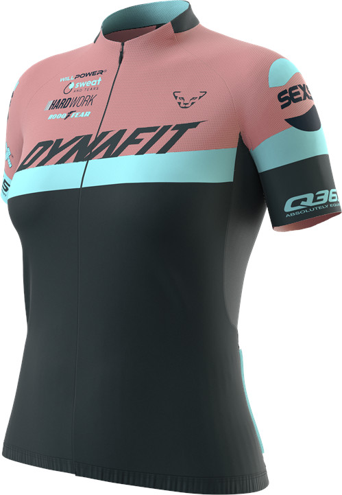 Dres Dynafit Squad Zip S/S Tee W mokarosa 2024 Barva: starorůžová / modrá, Velikost: XS