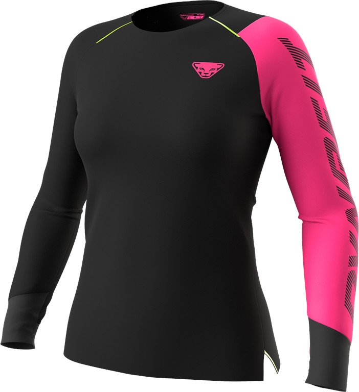 Tričko s dlouhým rukávem Dynafit DNA W pink glo 2026 Barva: černá / růžová, Velikost: M