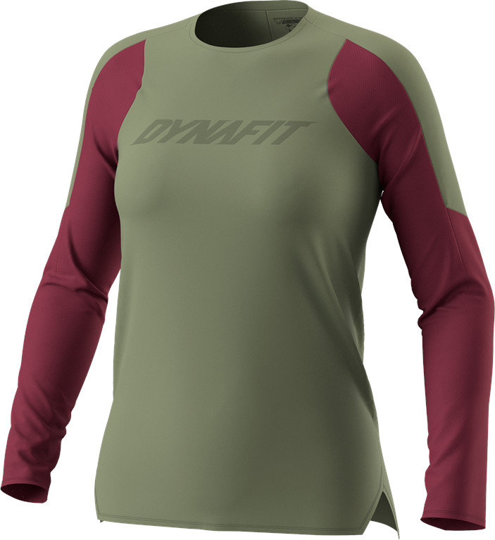 Tričko Dynafit Ride L/S W sage 2025 Barva: zelená / vínová, Velikost: S