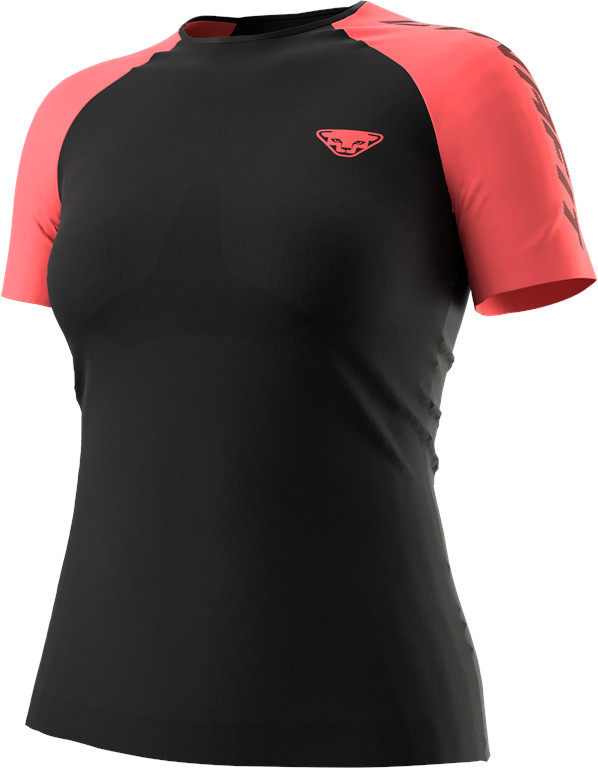 Triko Dynafit Ultra S-Tech W S/S TEE black out/cabana 2026 Barva: černá / korálová, Velikost: M / L