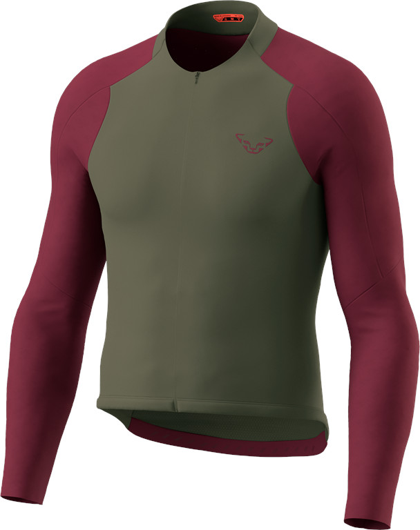 Tričko Dynafit Ride Light L/S Full Zip Jersey thyme 2025 Barva: zelená / vínová, Velikost: L