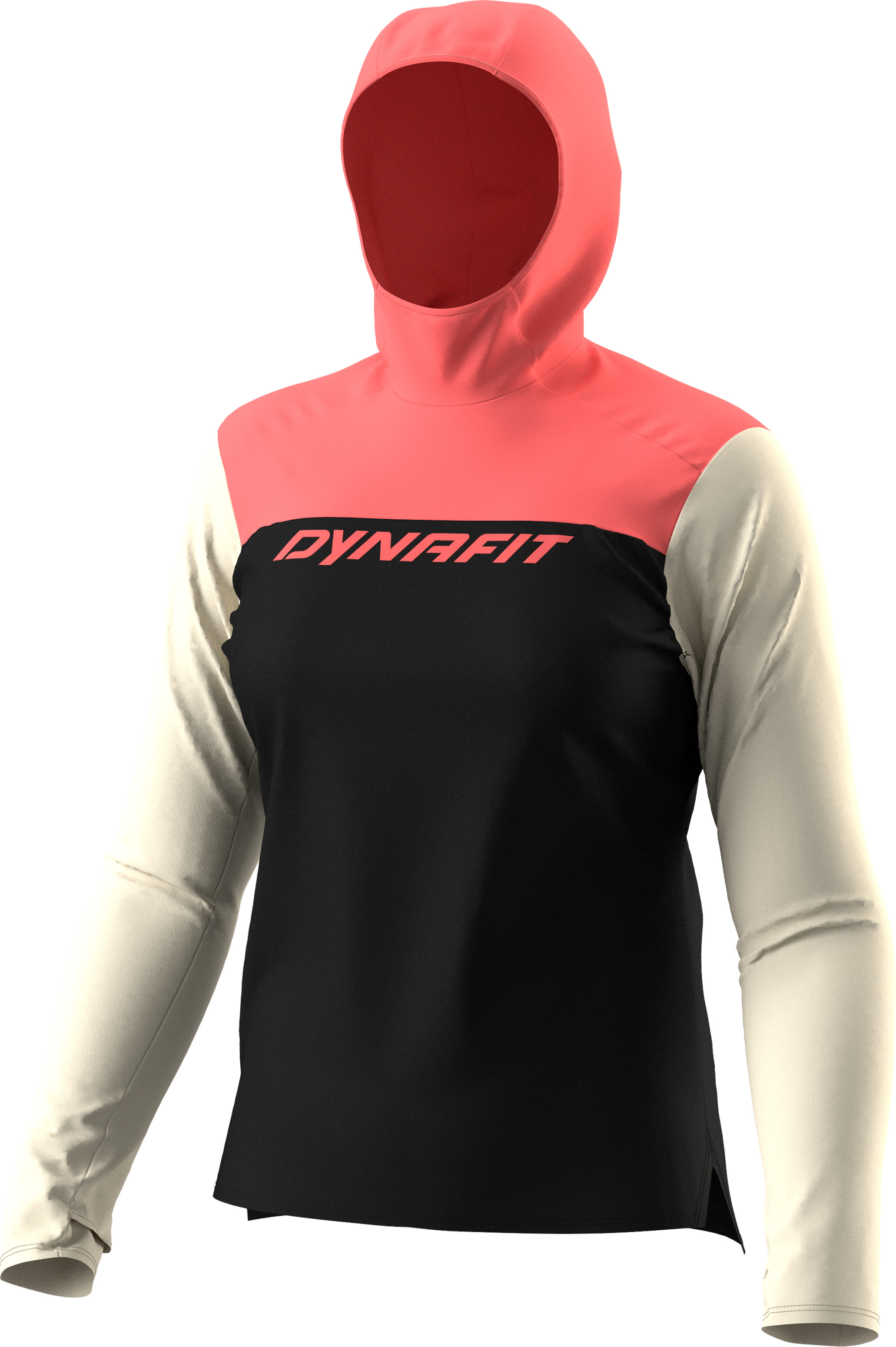 Tričko s dlouhým rukávem Dynafit Traverse Sun Hoody W black out cabana 2026 Barva: černá / korálová, Velikost: M