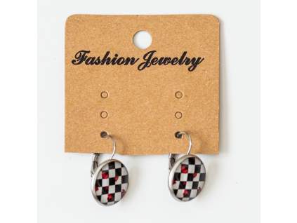 Šachové náušnice srdíčka klasik