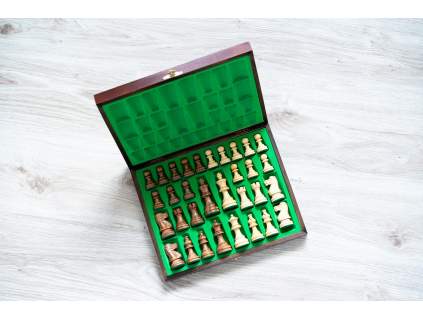 Šachové figúrky American Staunton v hnedom drevenom boxe