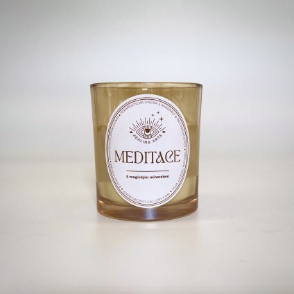 Svíčka Meditace s ametystovou špičkou  sojová svíčka s levandulovou vůní