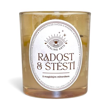 Svíčka Radost a štěstí s citrínem