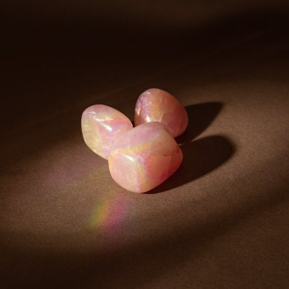Rainbow Rose Quartz Pebble Stone  Small polished mineral stone